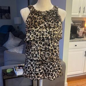 BCX Leopard Print Tank Top with Black and Gold Accents